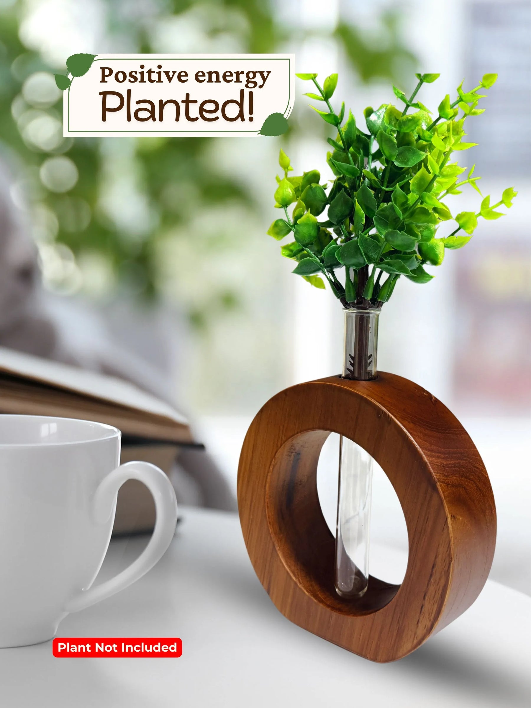 Cute Wooden Round Planter with Test Tube