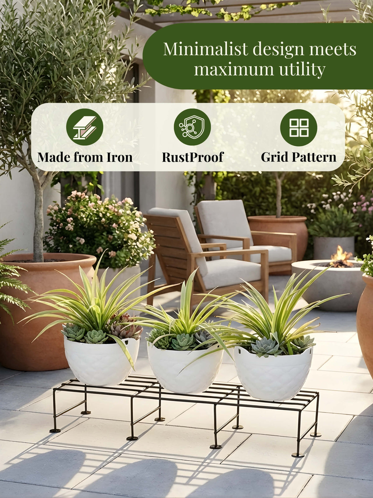 metal plant stand, metal planters