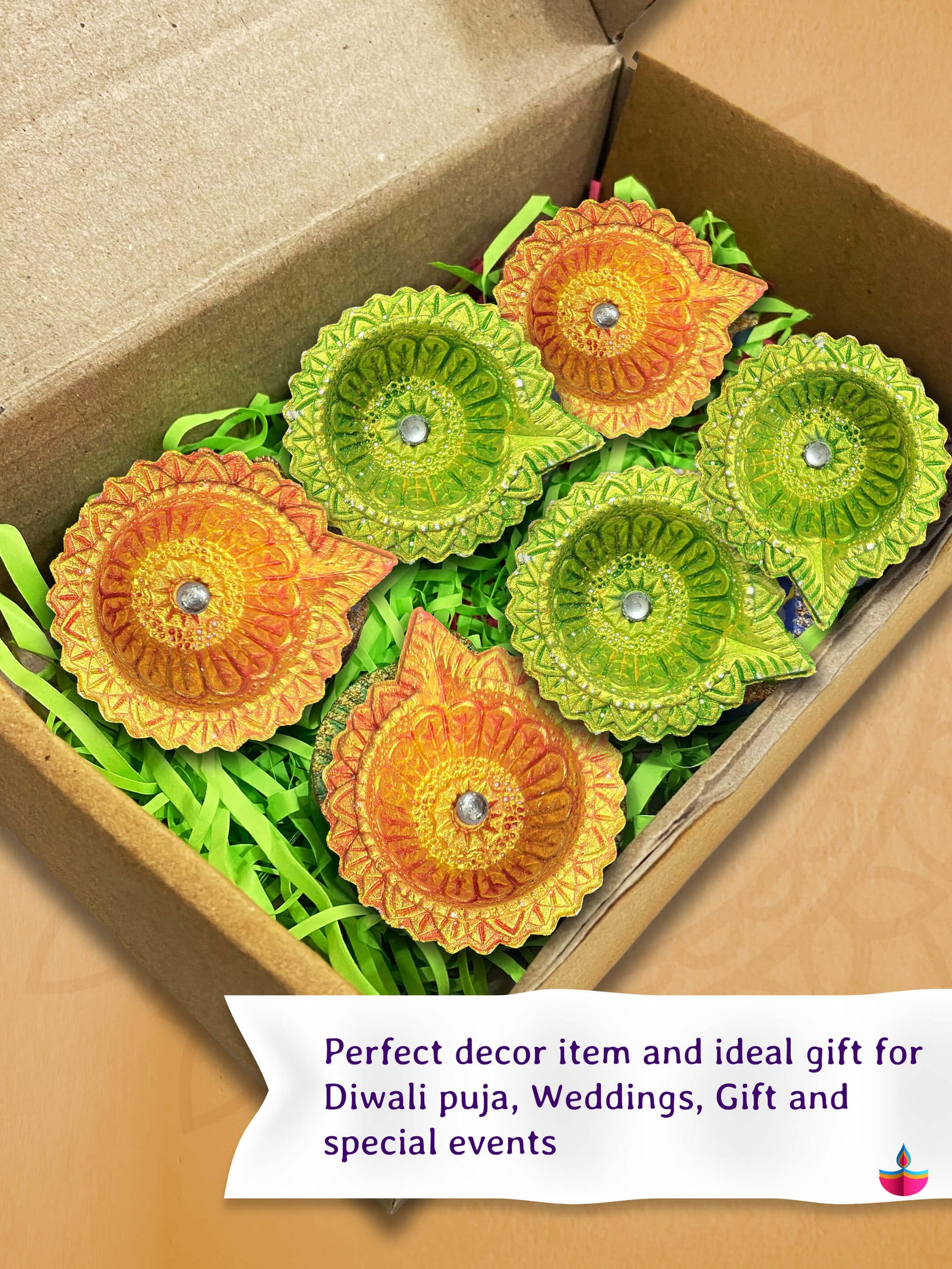 Decorative Clay Diyas Diwali Gift