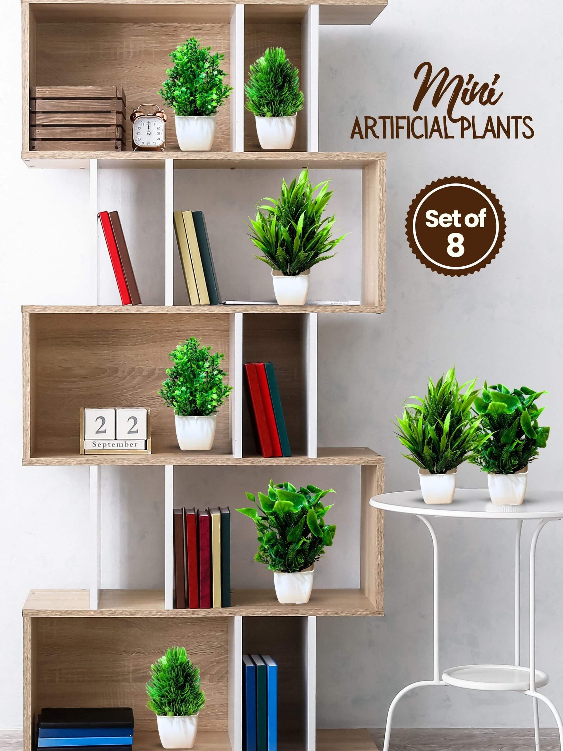 Mini Planters & Pots with Artificial Plants(Set of 8)