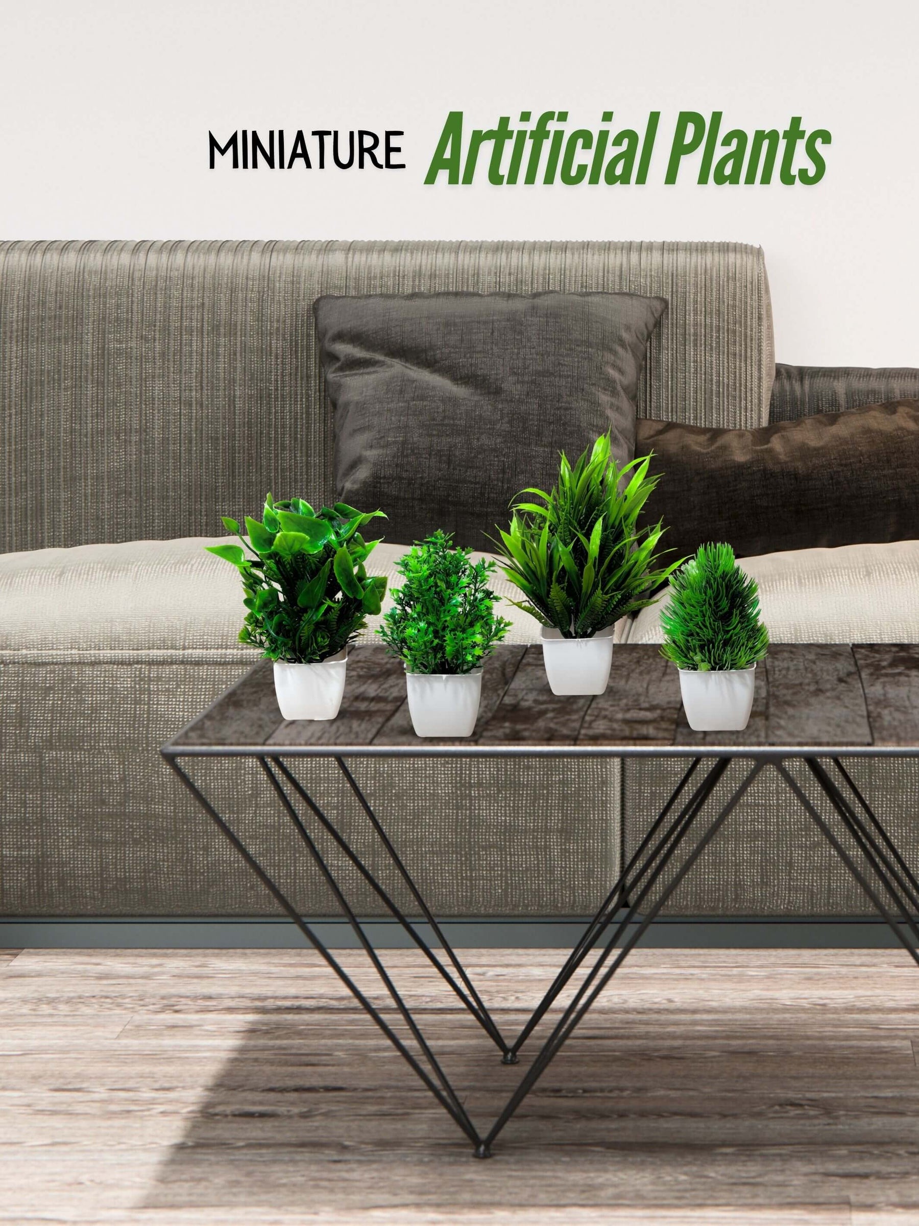 Mini Planters & Pots with Artificial Plants(Set of 8)
