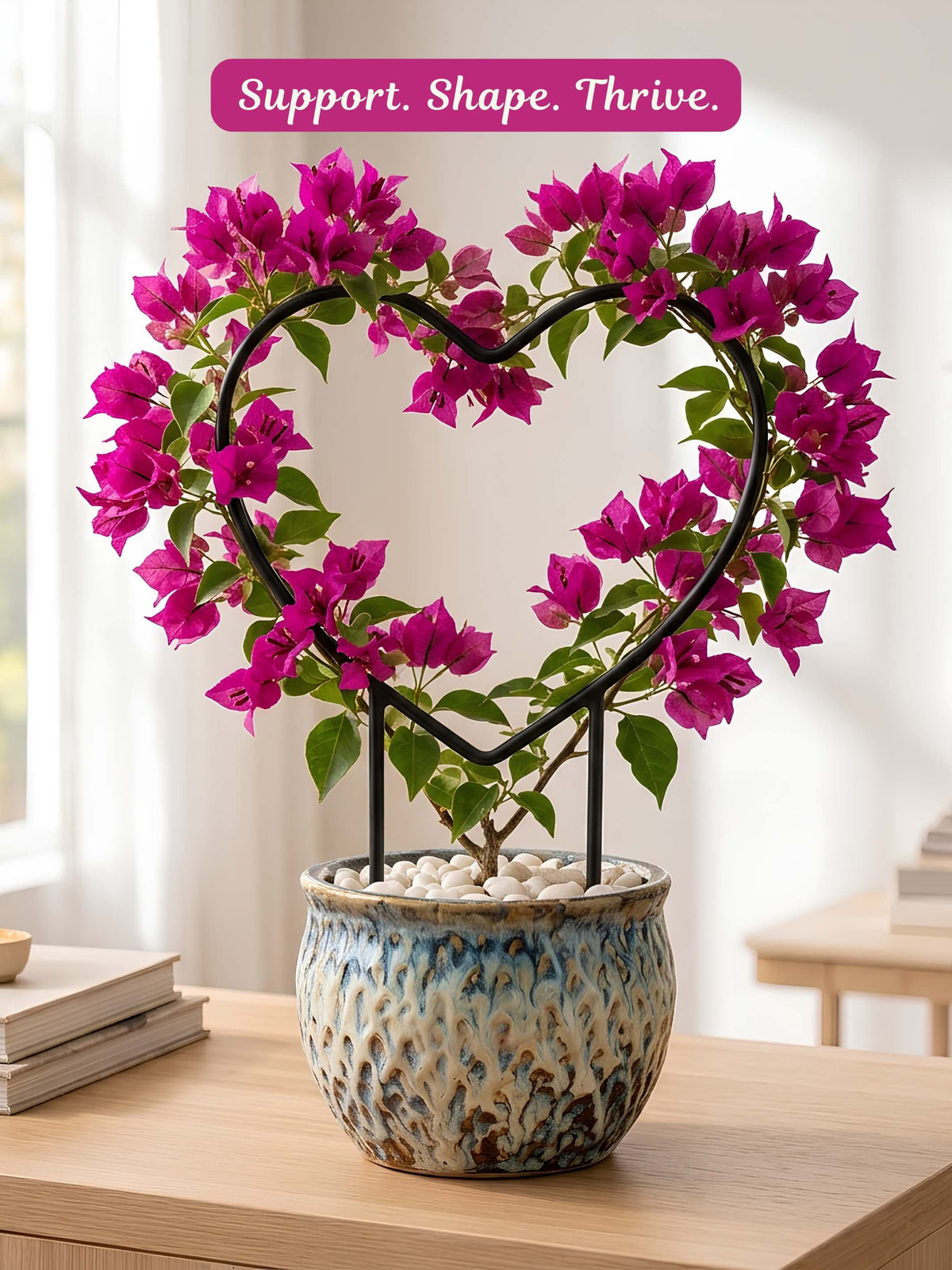 Heart-Shaped Metal Support Ring for Plants - Set of 2