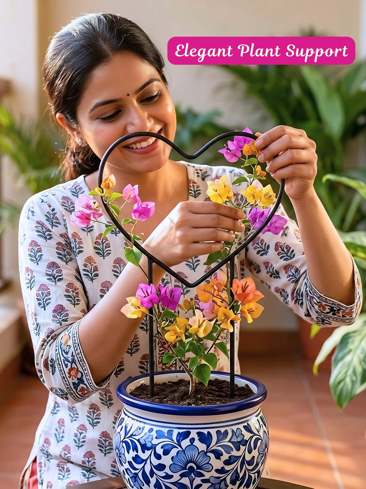 Heart-Shaped Metal Support Ring for Plants - Set of 2