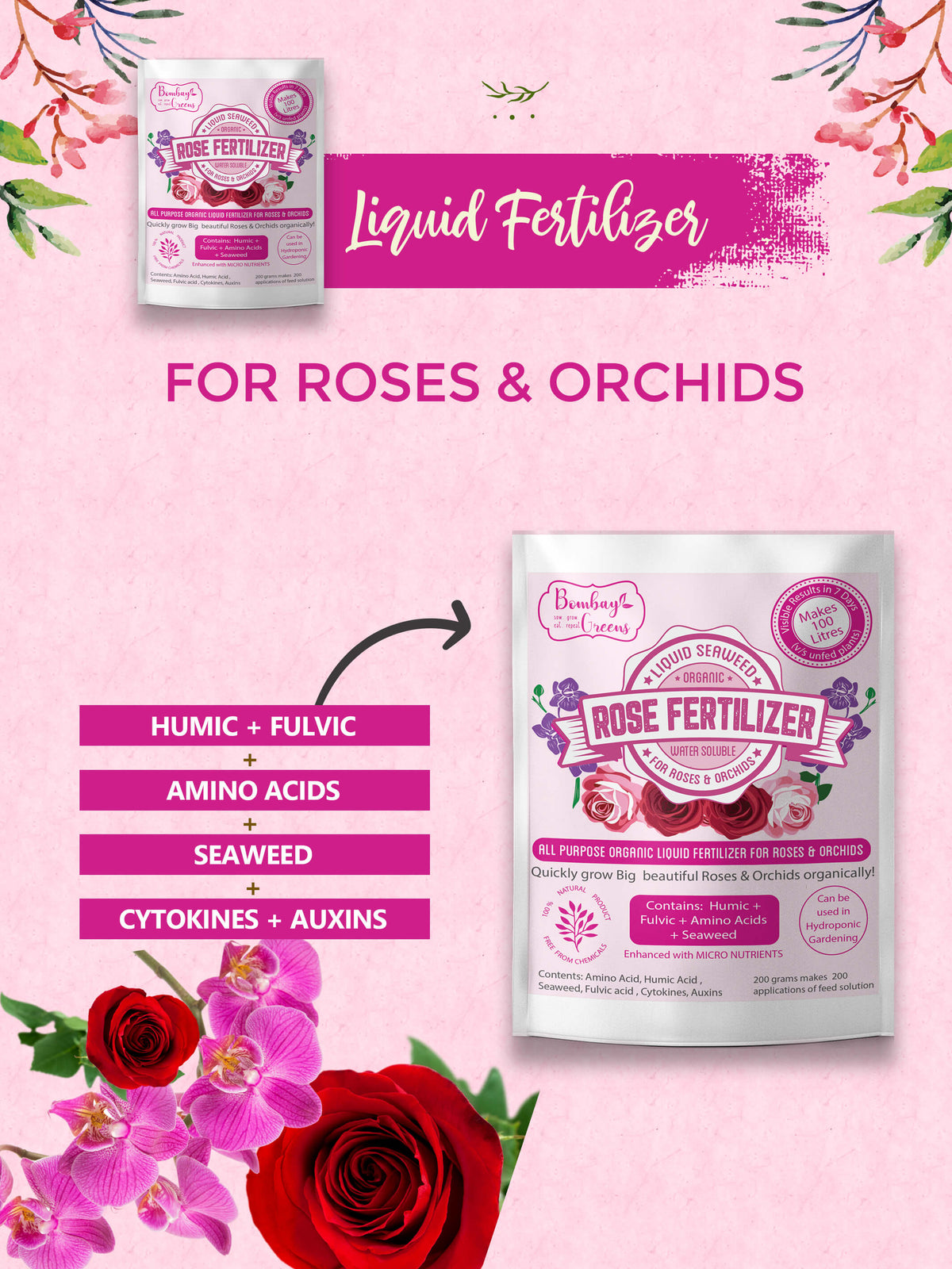 Liquid Fertiliser for Roses & Orchids - Composition