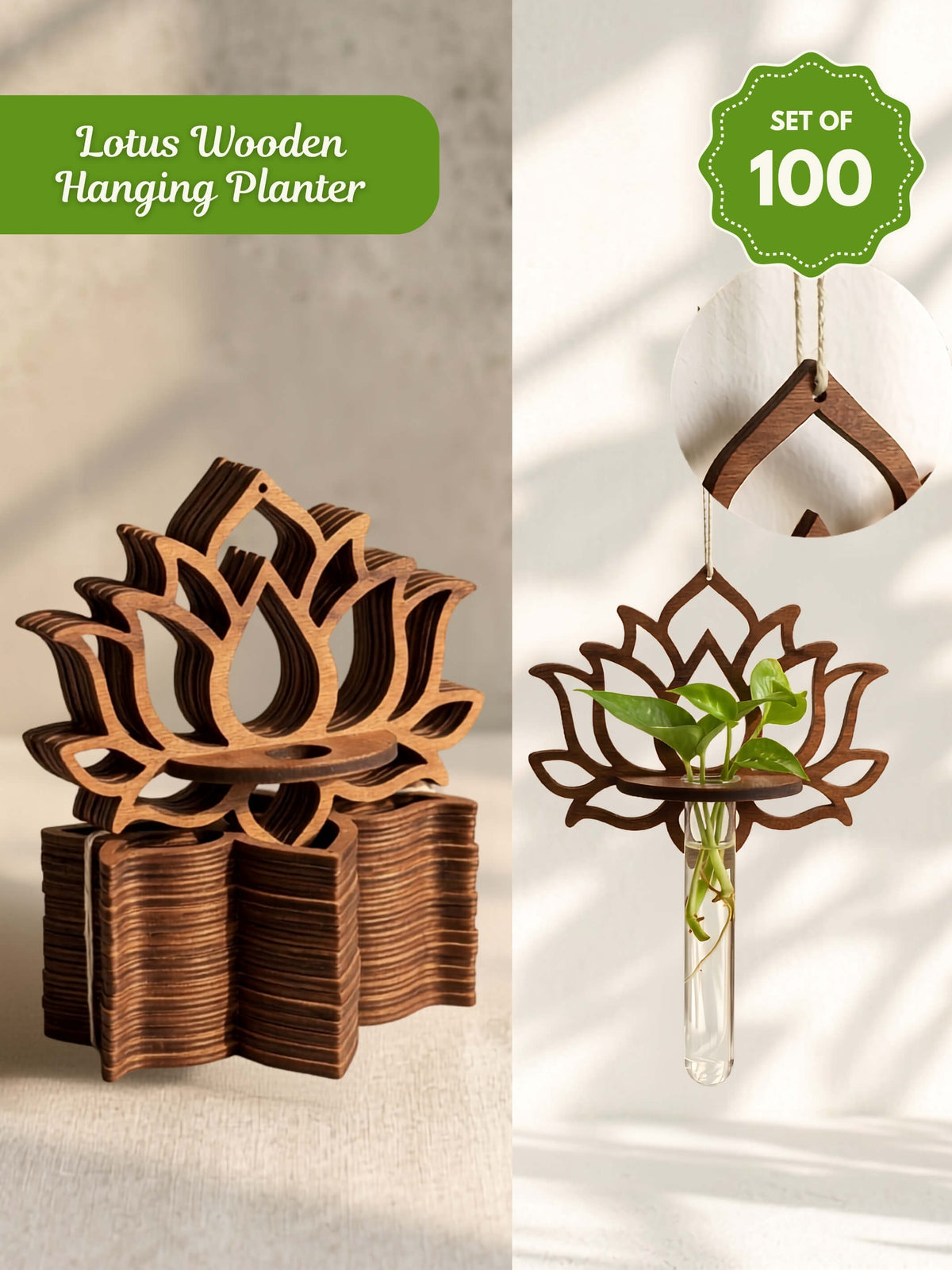 Wooden Lotus Test Tube Planter - 100 pcs