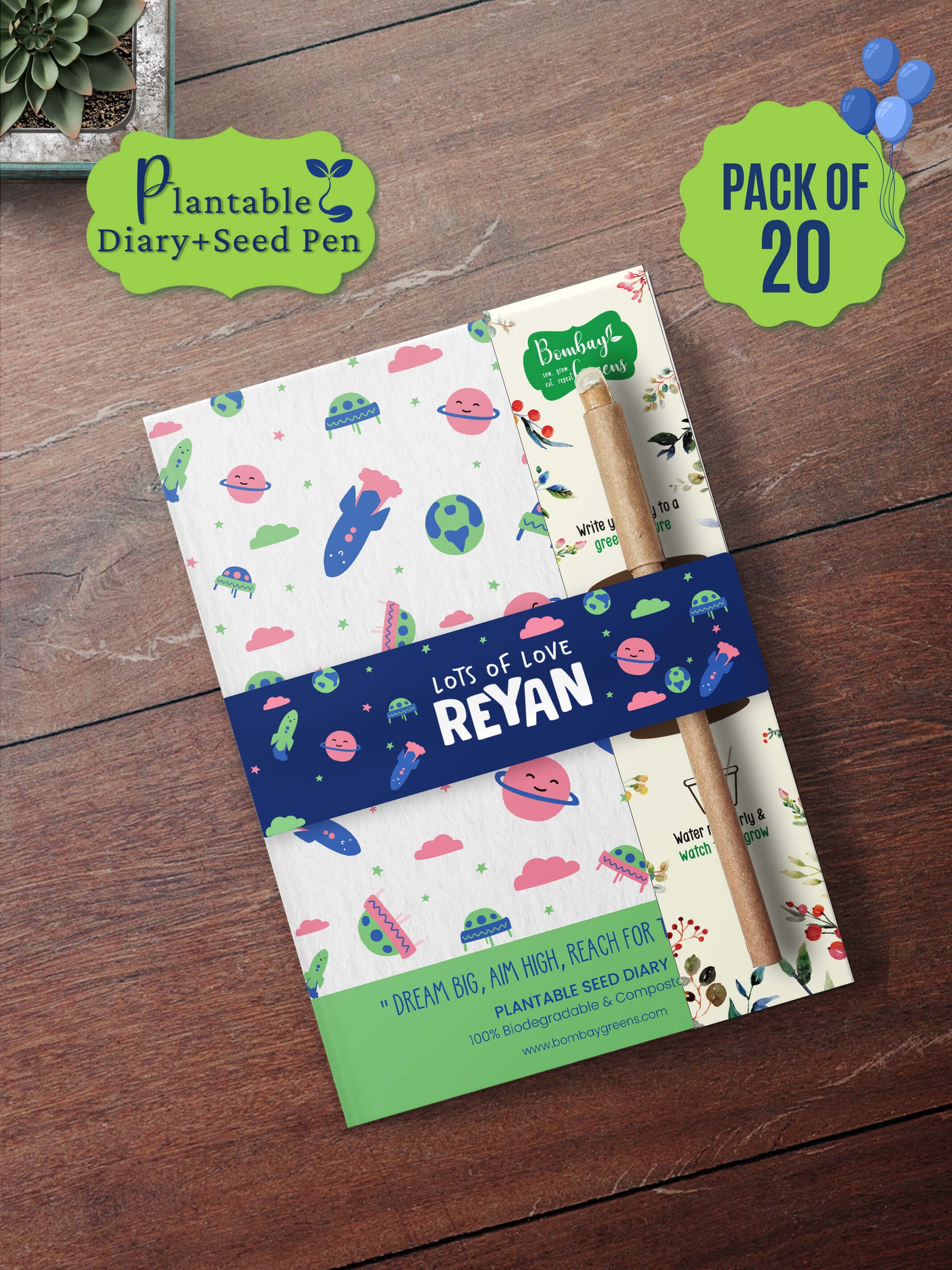 Plantable Diary + Seed Pen - Space (Pack of 20)