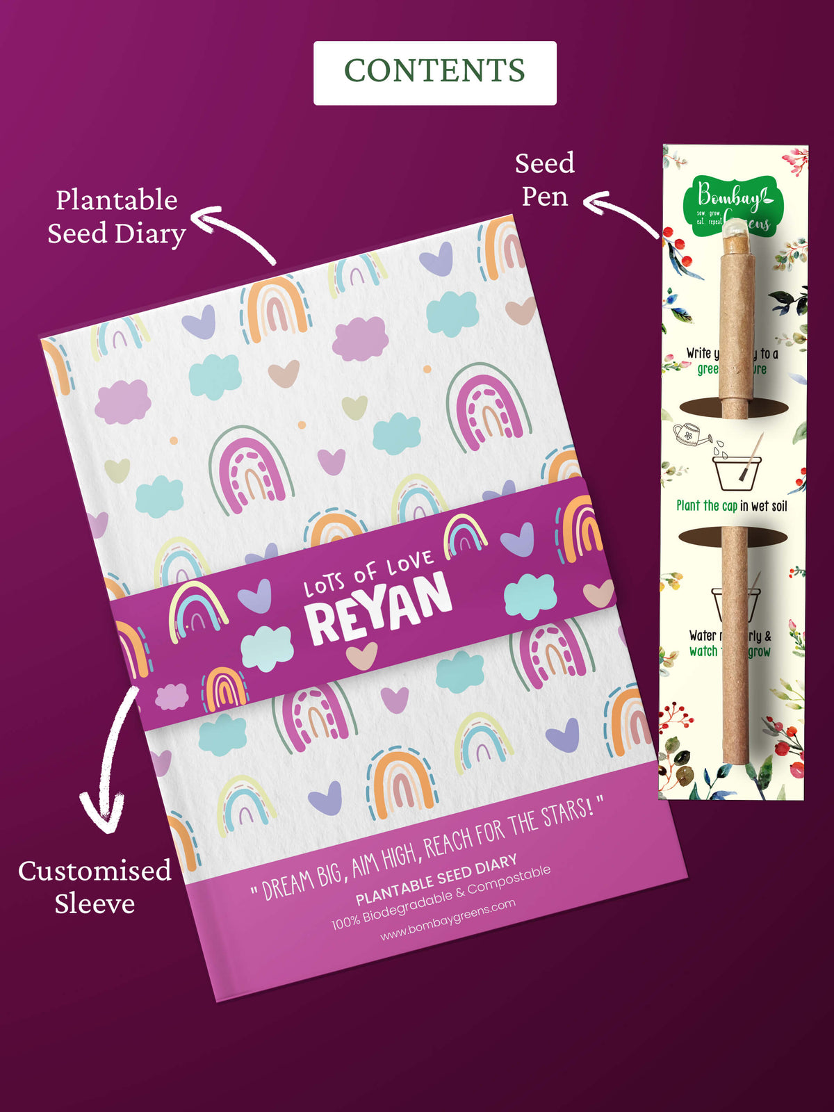 Plantable Diary + Seed Pen - Rainbow (Pack of 20)