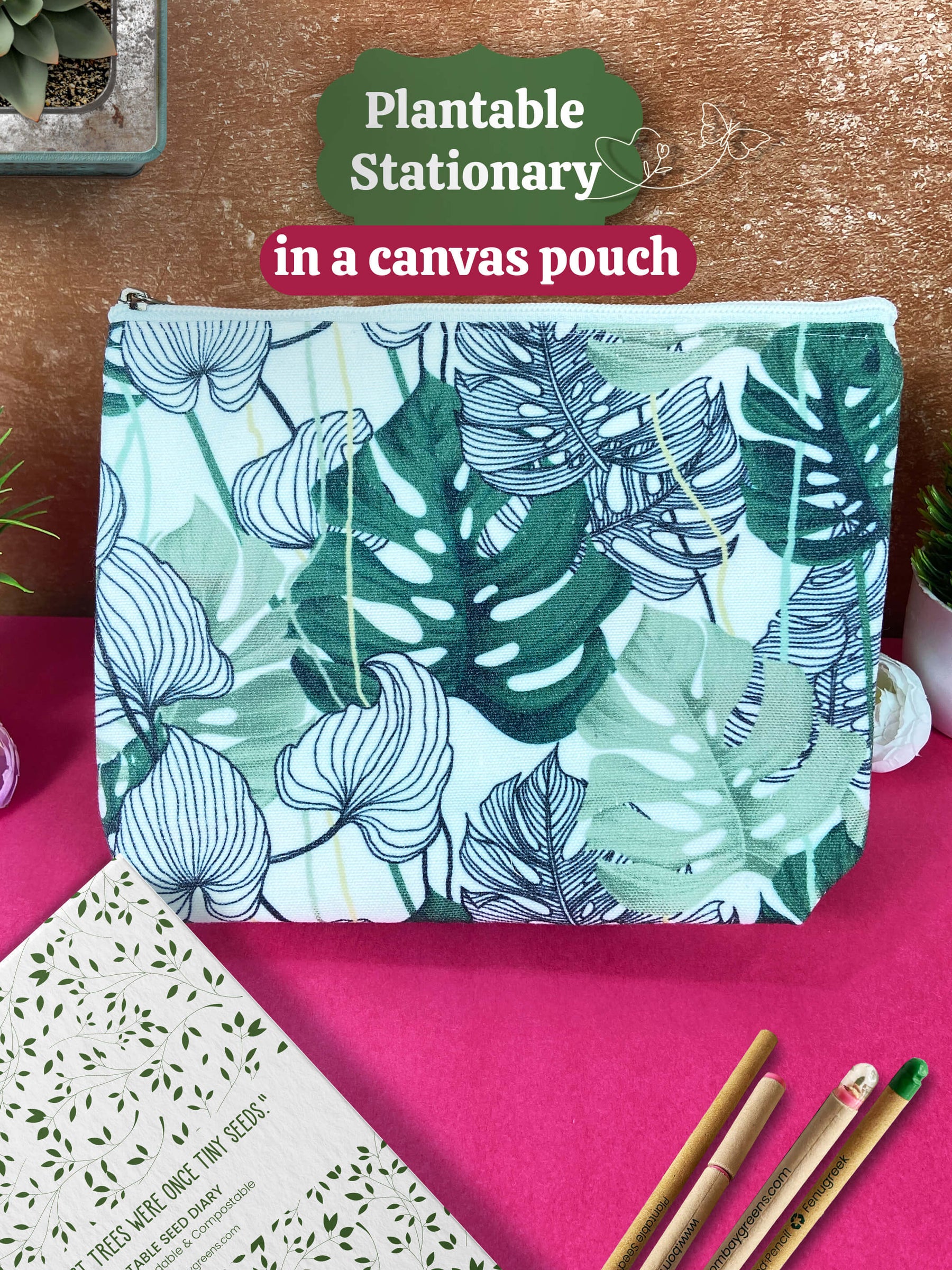 Plantable Stationery - Canvas Pouch, Seed Pen & Pencil