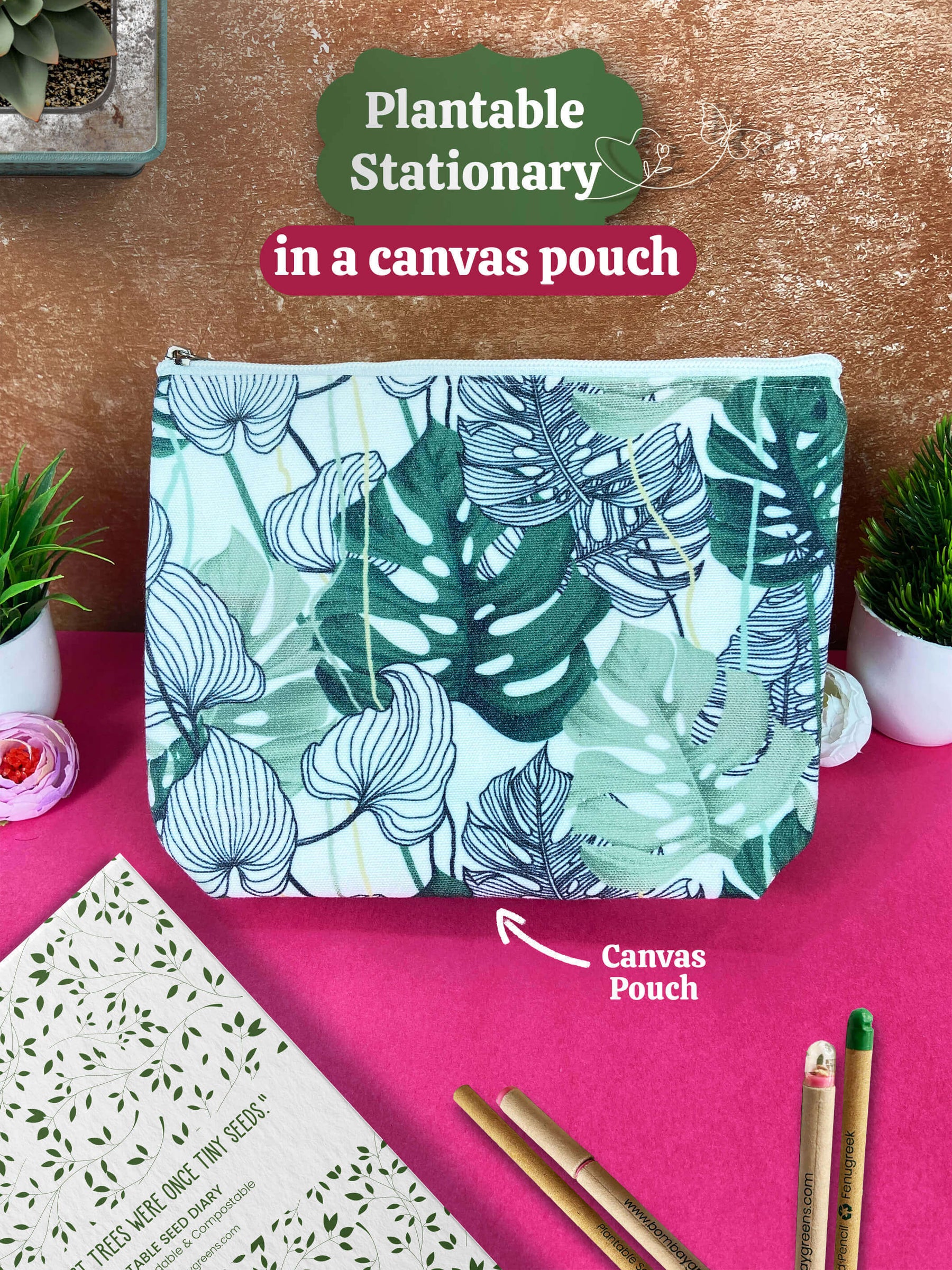 Plantable Stationery - Canvas Pouch, Seed Pen & Pencil