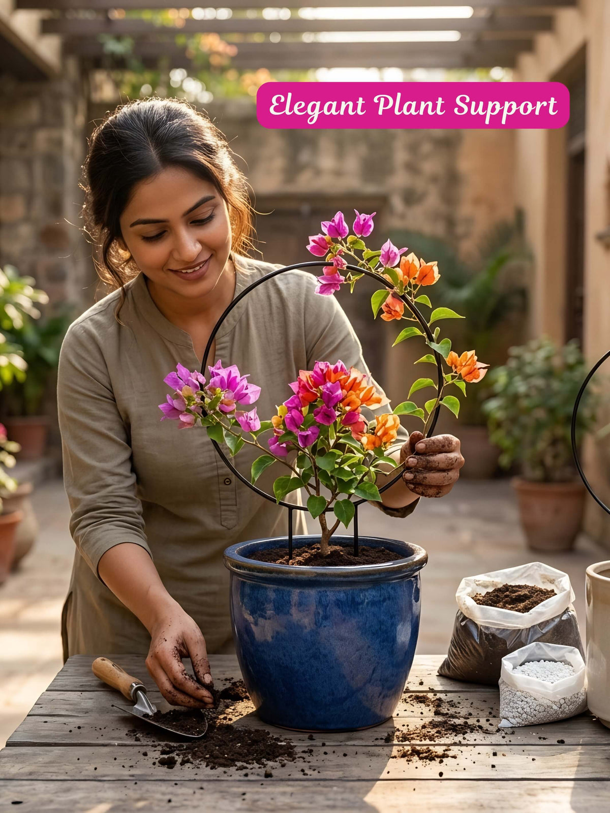 Round Metal Support Ring for Plants - Set of 2