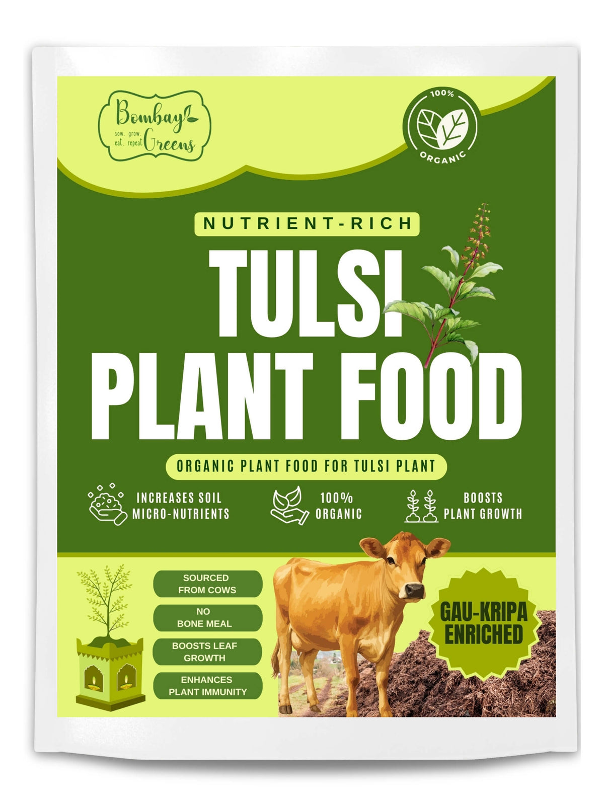 Organic Tulsi Plant Food (Cow Manure Enriched) - 900 Grams