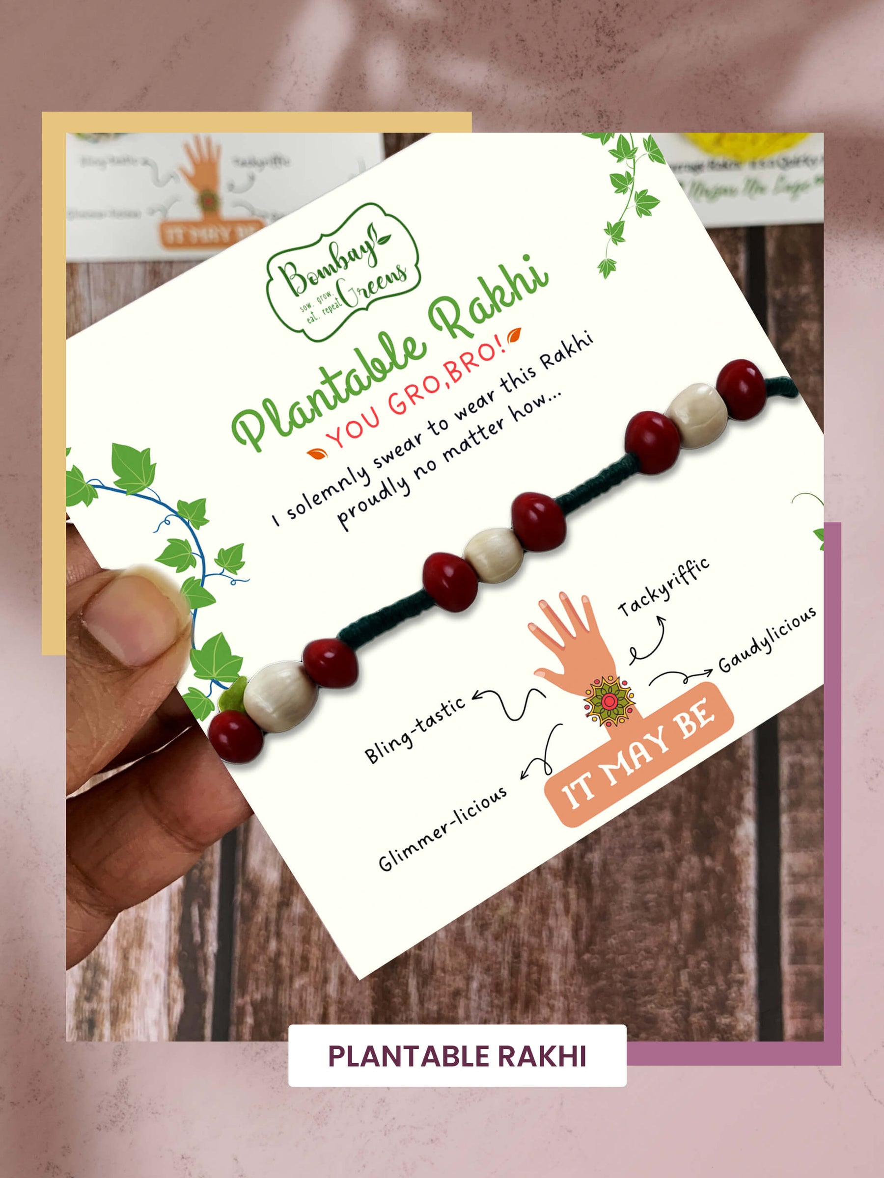 Seeds Rakhi Gift Kit- Duo Set (Yellow Blossom + Bead Band)