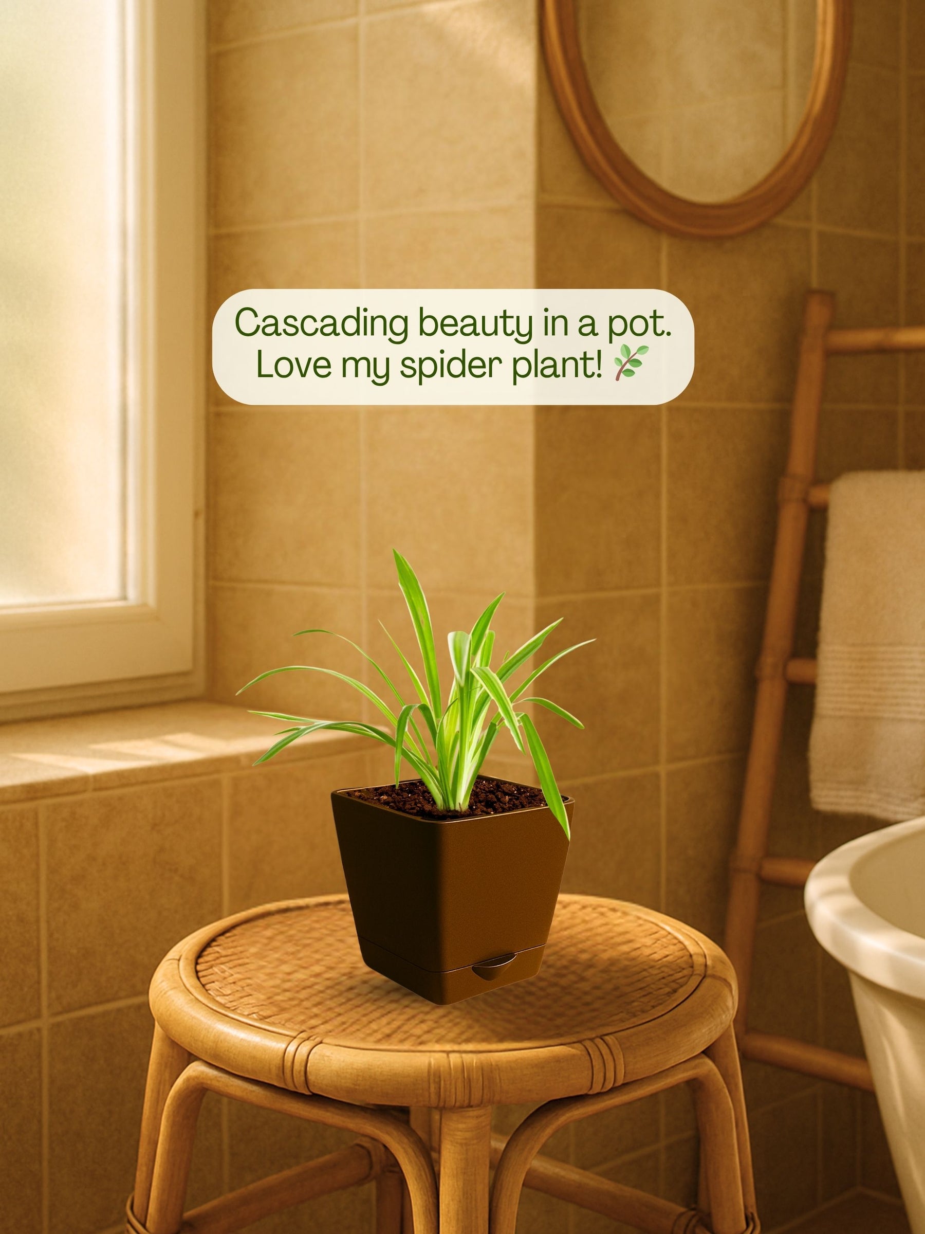 Spider Plant with self-watering pot(brown)