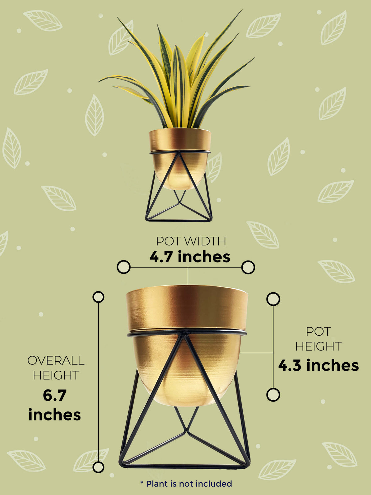 Metal Pot - Gold with Black Triangular Stand