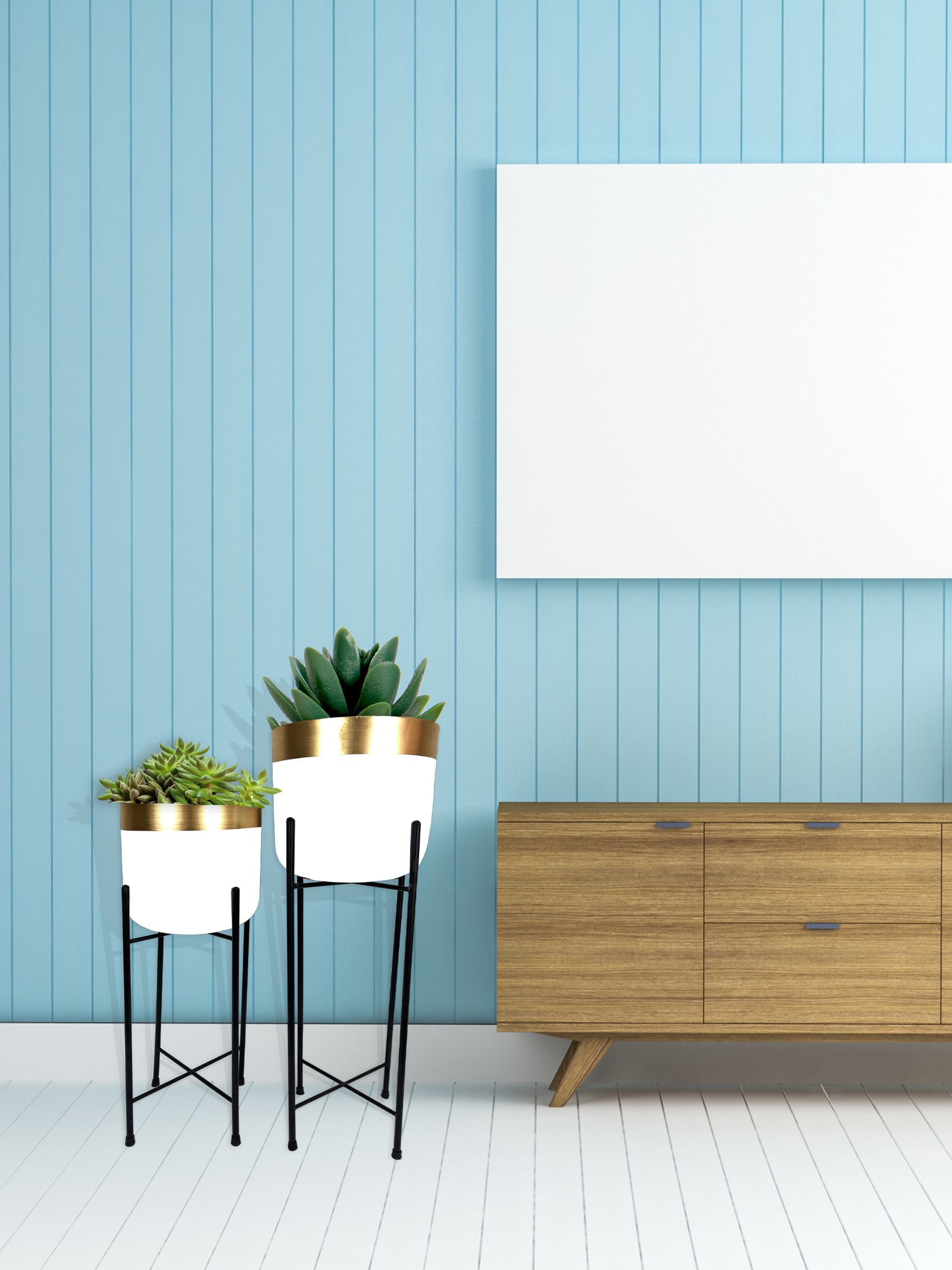 metal planters with stand