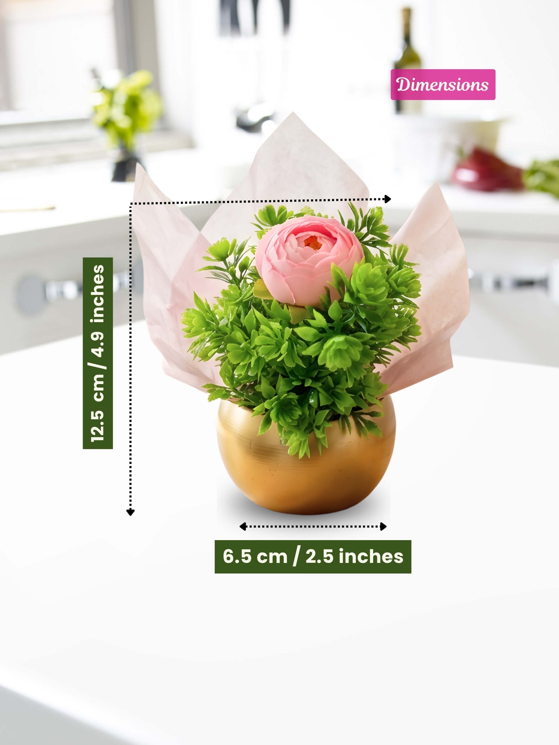 Gold Metal Pot with Artificial Plants – Set of 50