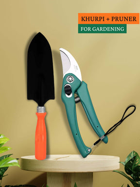 Gardening Tool Combo: Khurpi (Trowel) + Pruner