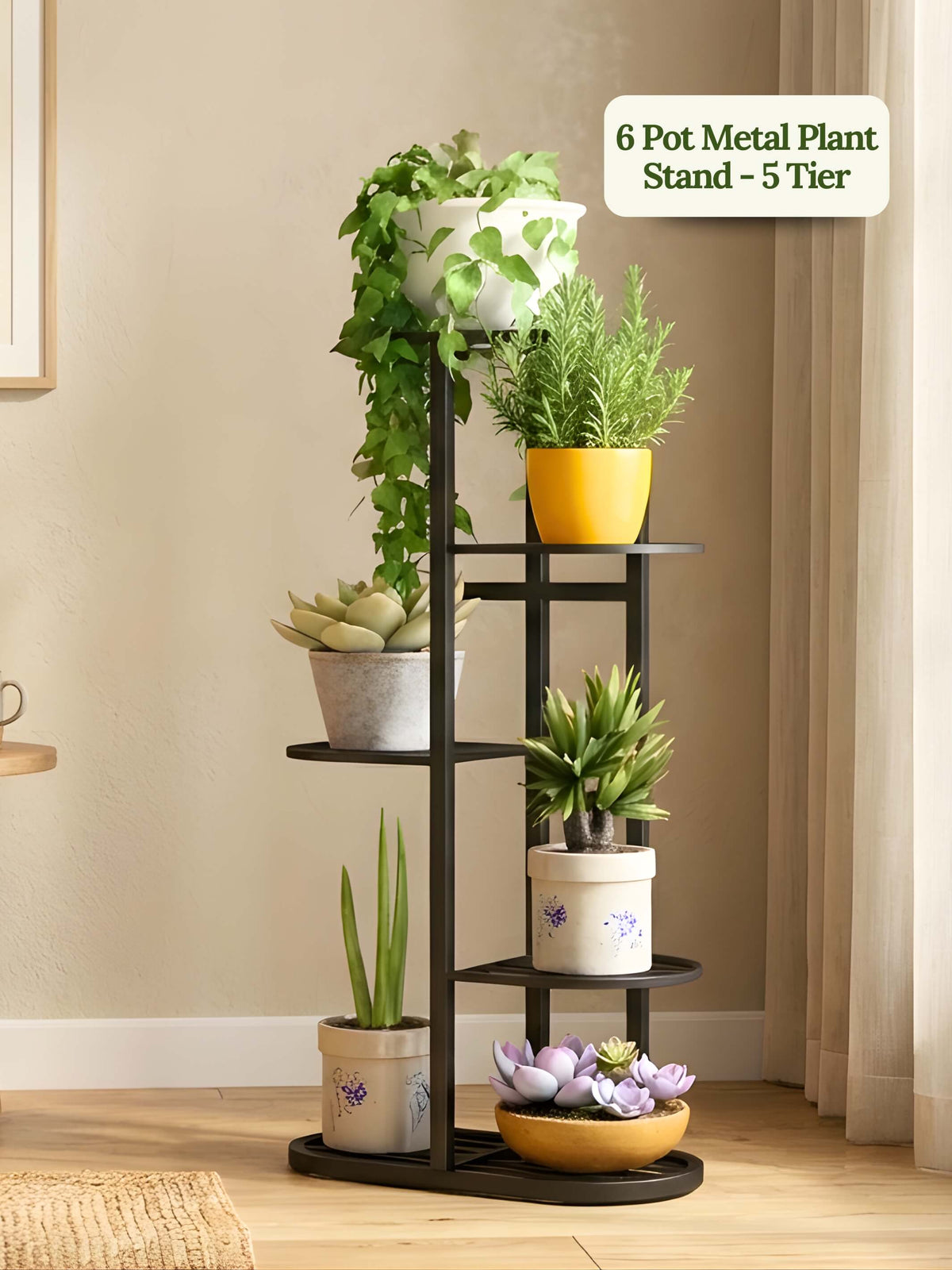 6 Pot Metal Plant Stand - 5 Tier