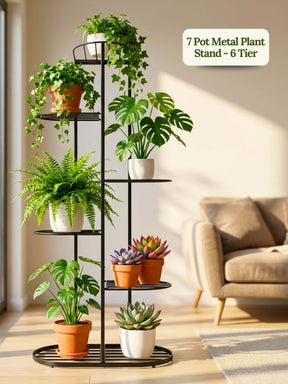 7 Pot Metal Plant Stand - 6 Tier