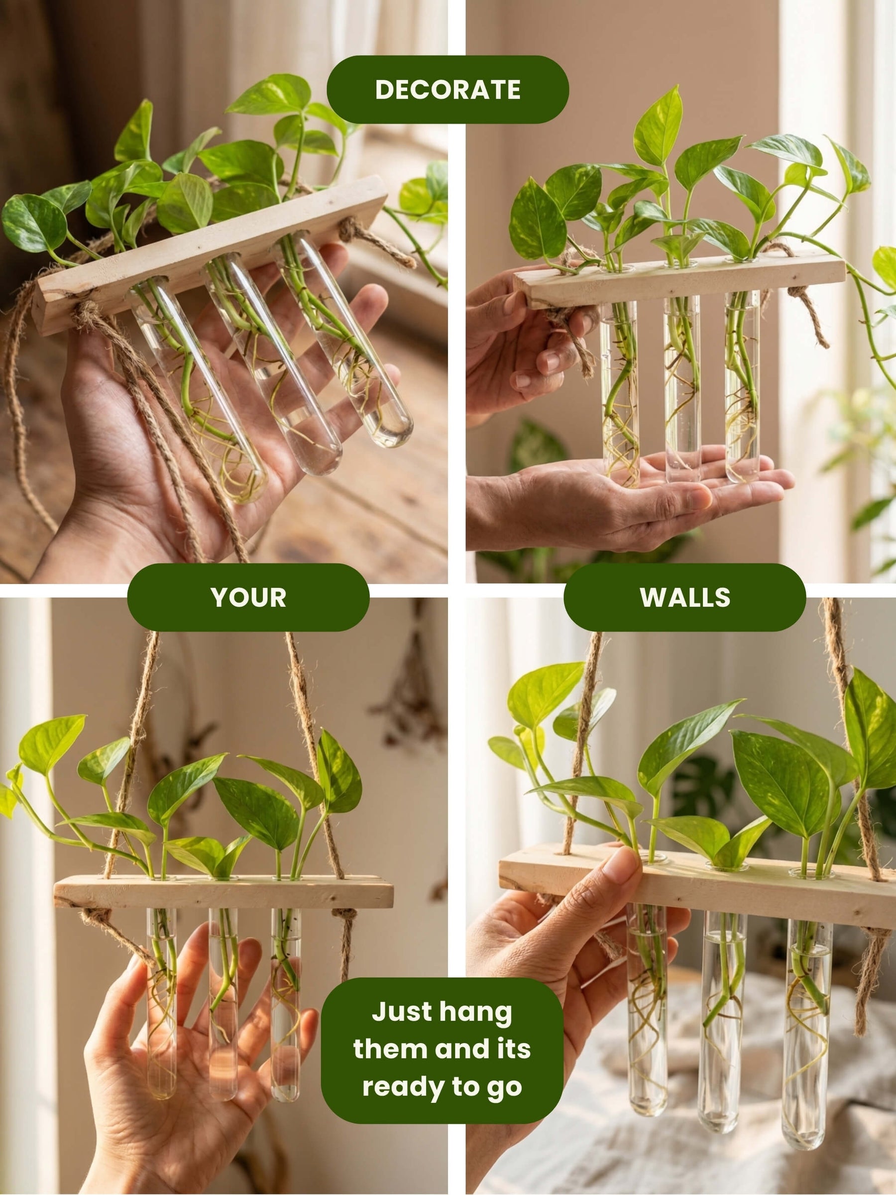 Wooden Hanging Planter for Home | Aesthetic Plant Décor