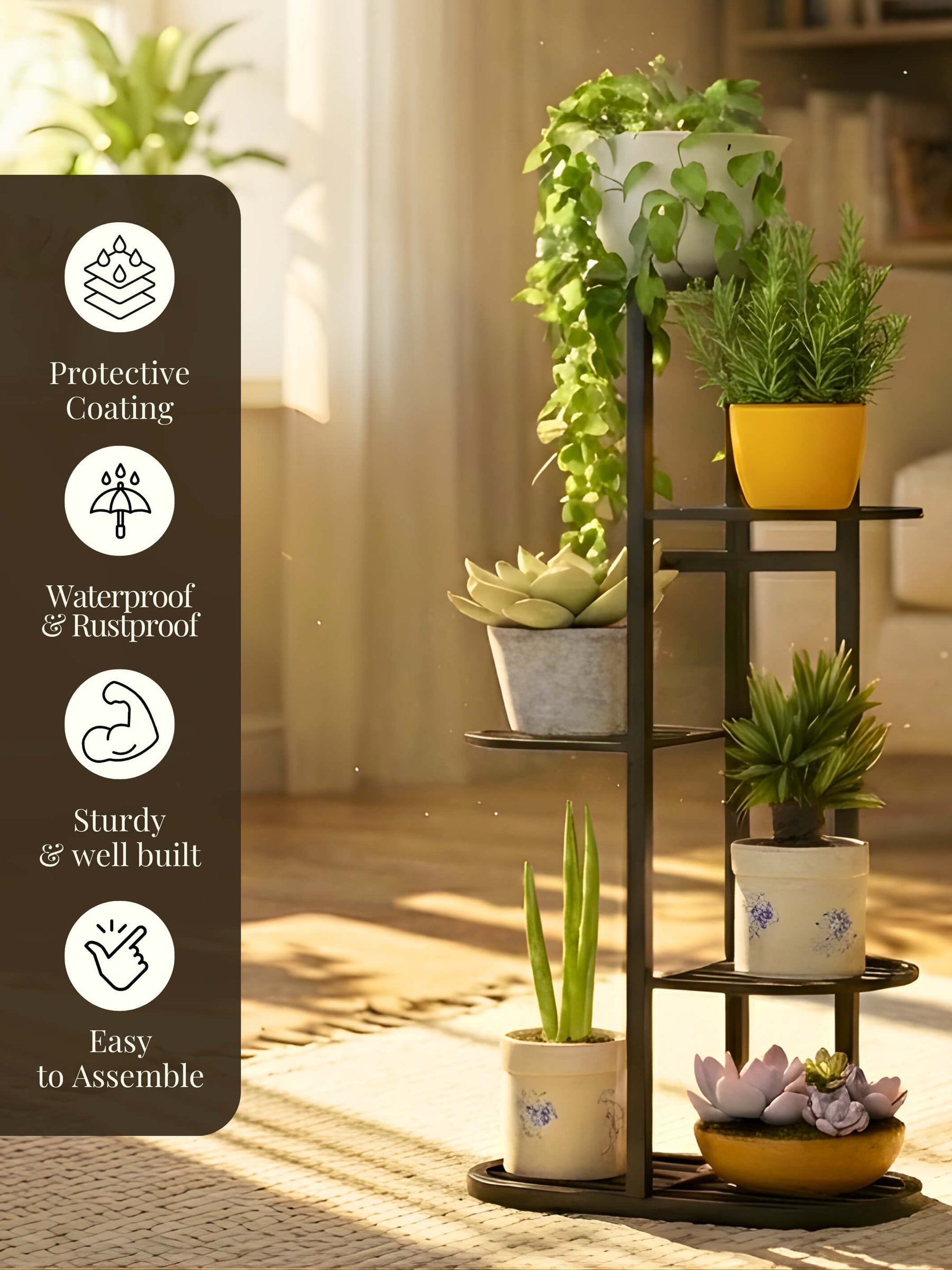 6 Pot Metal Plant Stand - 5 Tier