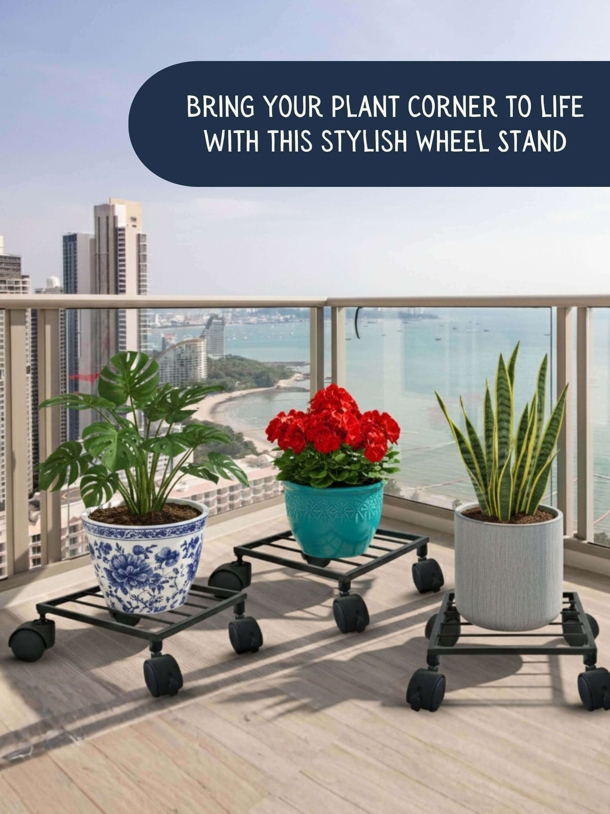 Metal Plant Stand with Wheels (3 pcs)