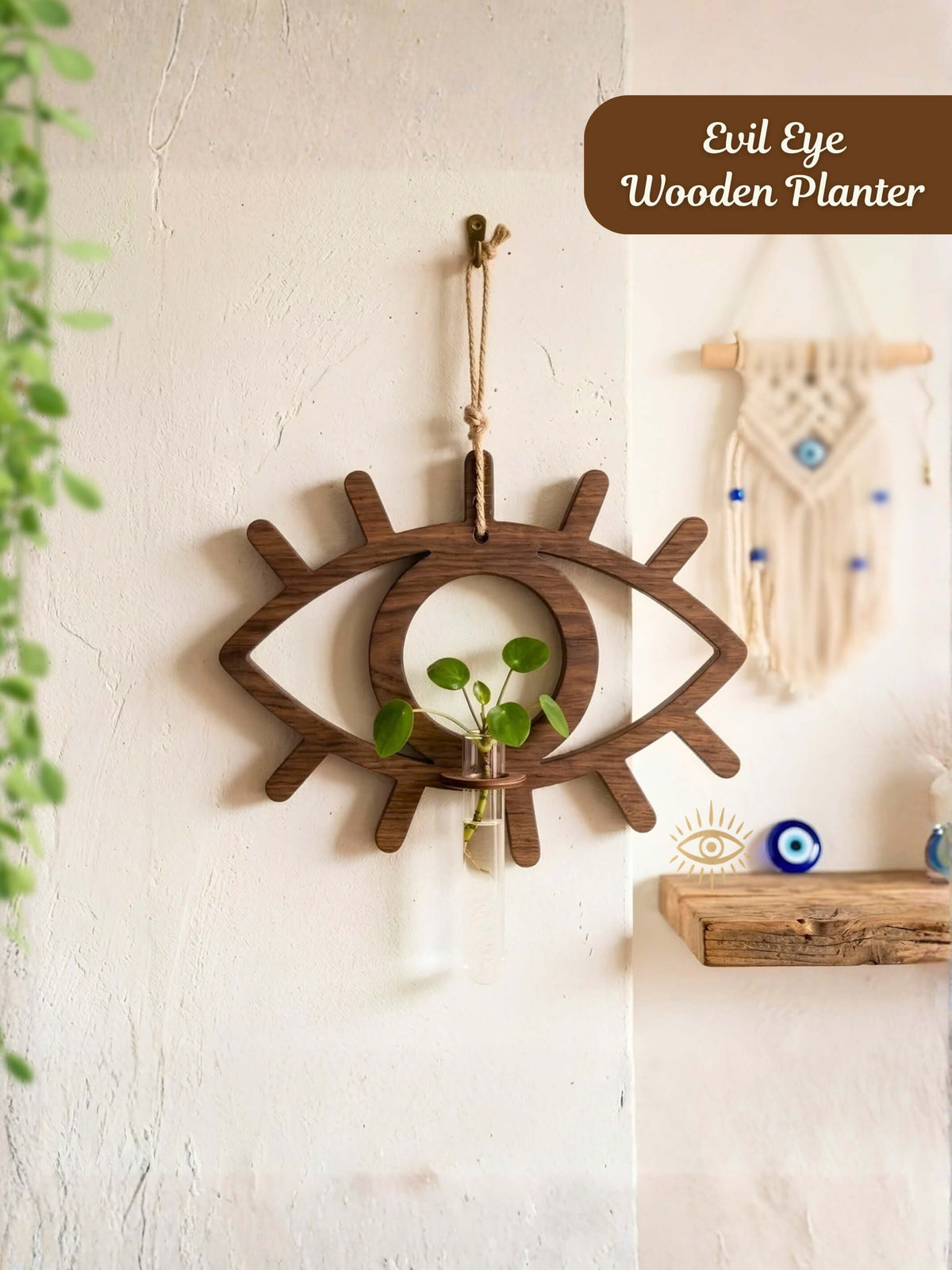 Evil Eye Wooden Test Tube Planter - Pack of 1