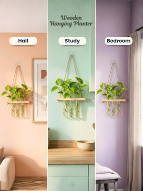 Wooden Hanging Planter for Home | Aesthetic Plant Décor