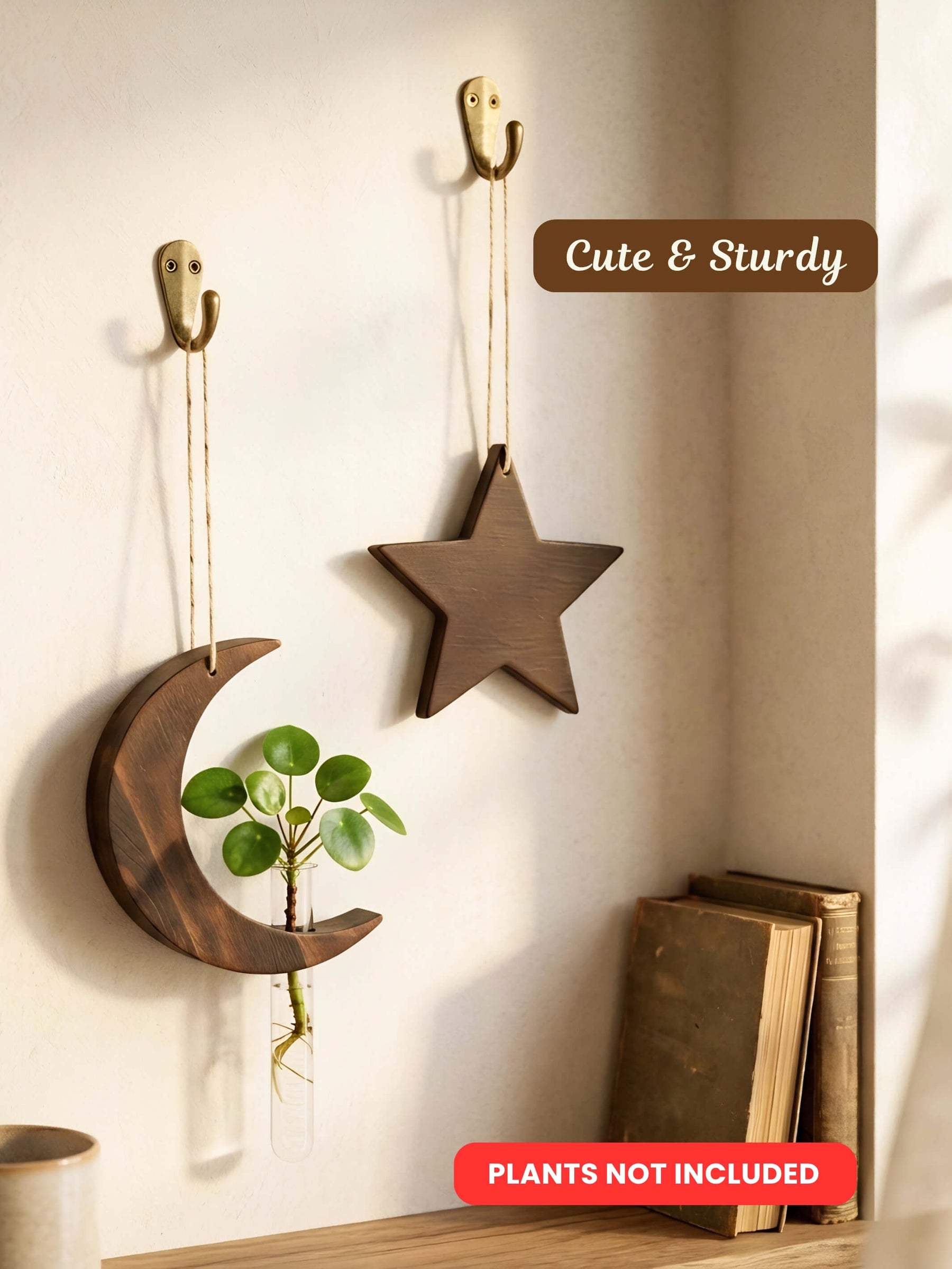 Star-Moon Wooden Test Tube Planter