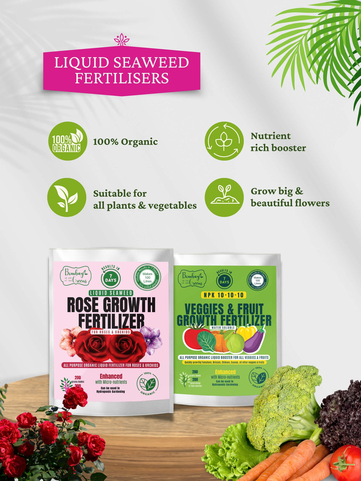 Liquid Organic Fertilizer Combo - Roses & Vegetables