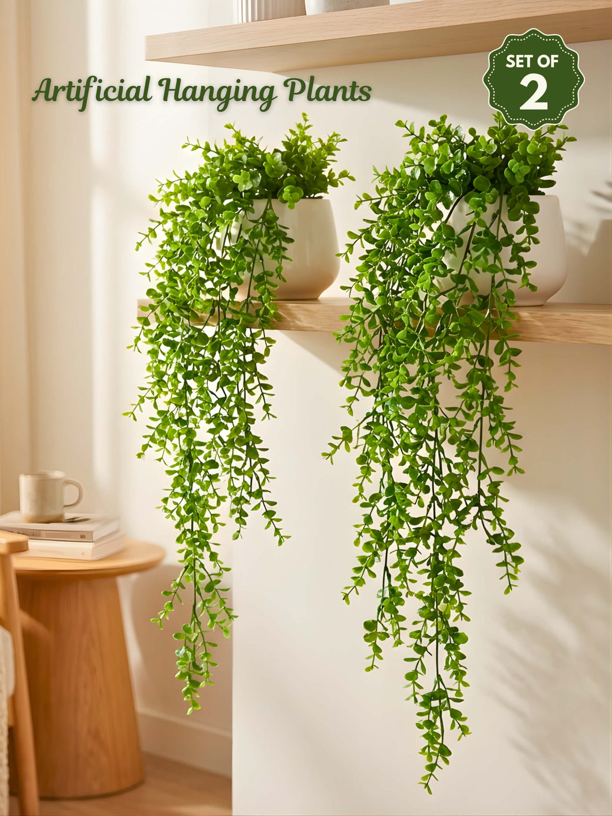 Artificial Hanging Plants – Pack of 2 | Low Maintenance Home Décor