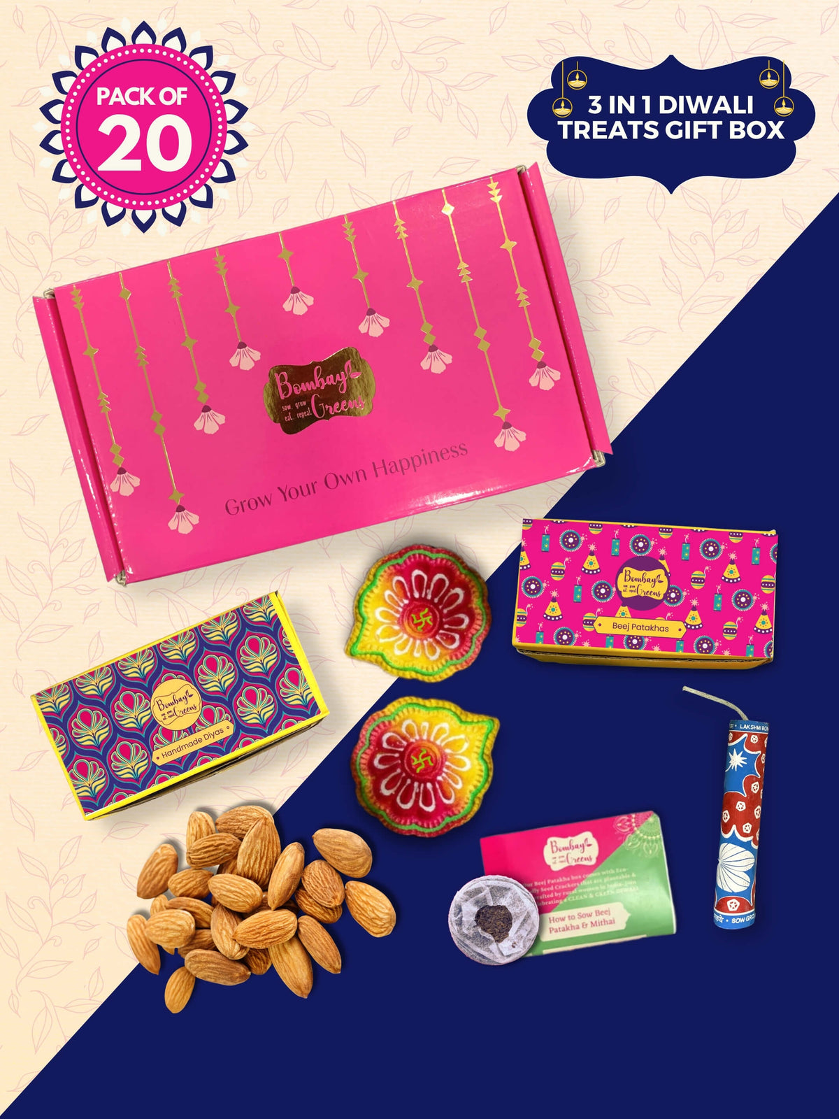 3 in 1 Diwali Treats Gift Box | Pack of 20
