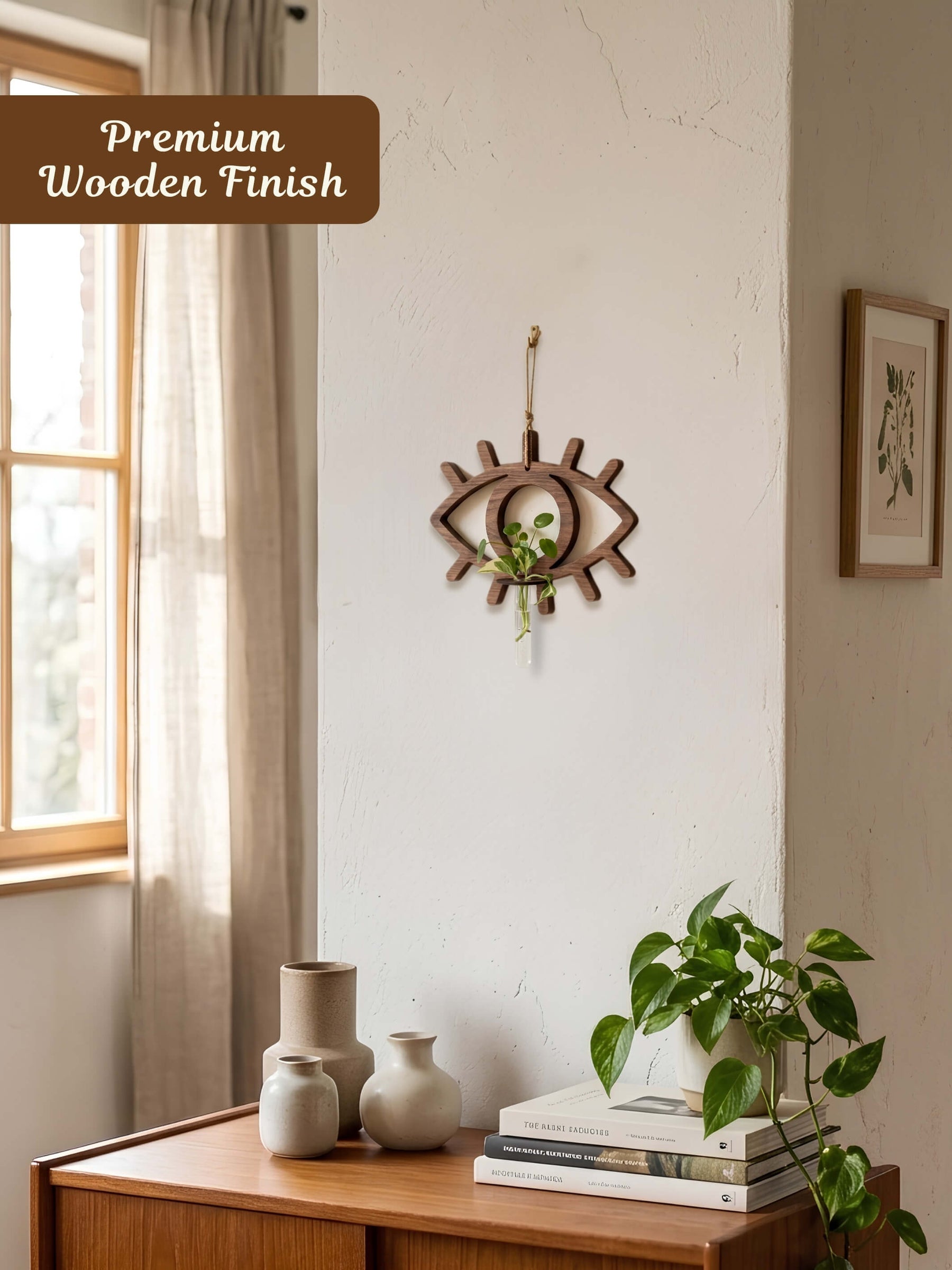 Evil Eye & Hamsa Wooden Test Tube Planters - Set of 2