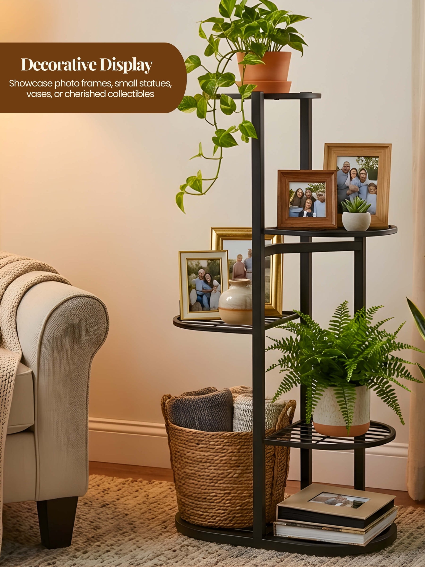 6 Pot Metal Plant Stand - 5 Tier