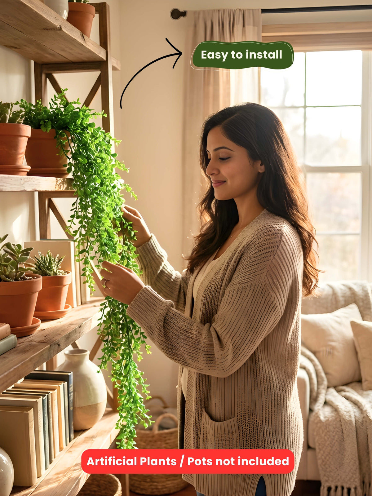 Artificial Hanging Plants – Pack of 2 | Low Maintenance Home Décor