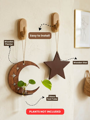 Star-Moon Wooden Test Tube Planter