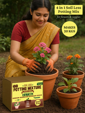 Organic 4-in-1 Soil-Less Potting Mix with Cocopeat, Vermiculite, Neem Powder & Natural Fertilizer