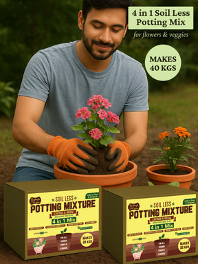 Organic 4-in-1 Soil-Less Potting Mix with Cocopeat, Vermiculite, Neem Powder & Natural Fertilizer
