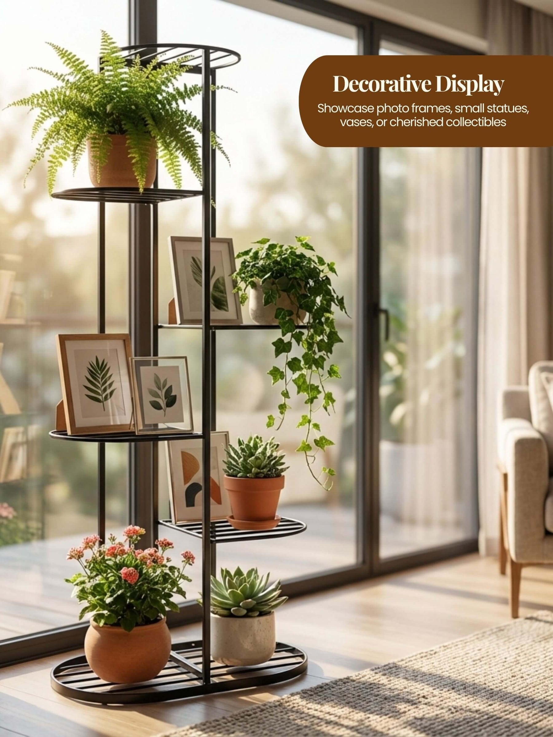7 Pot Metal Plant Stand - 6 Tier