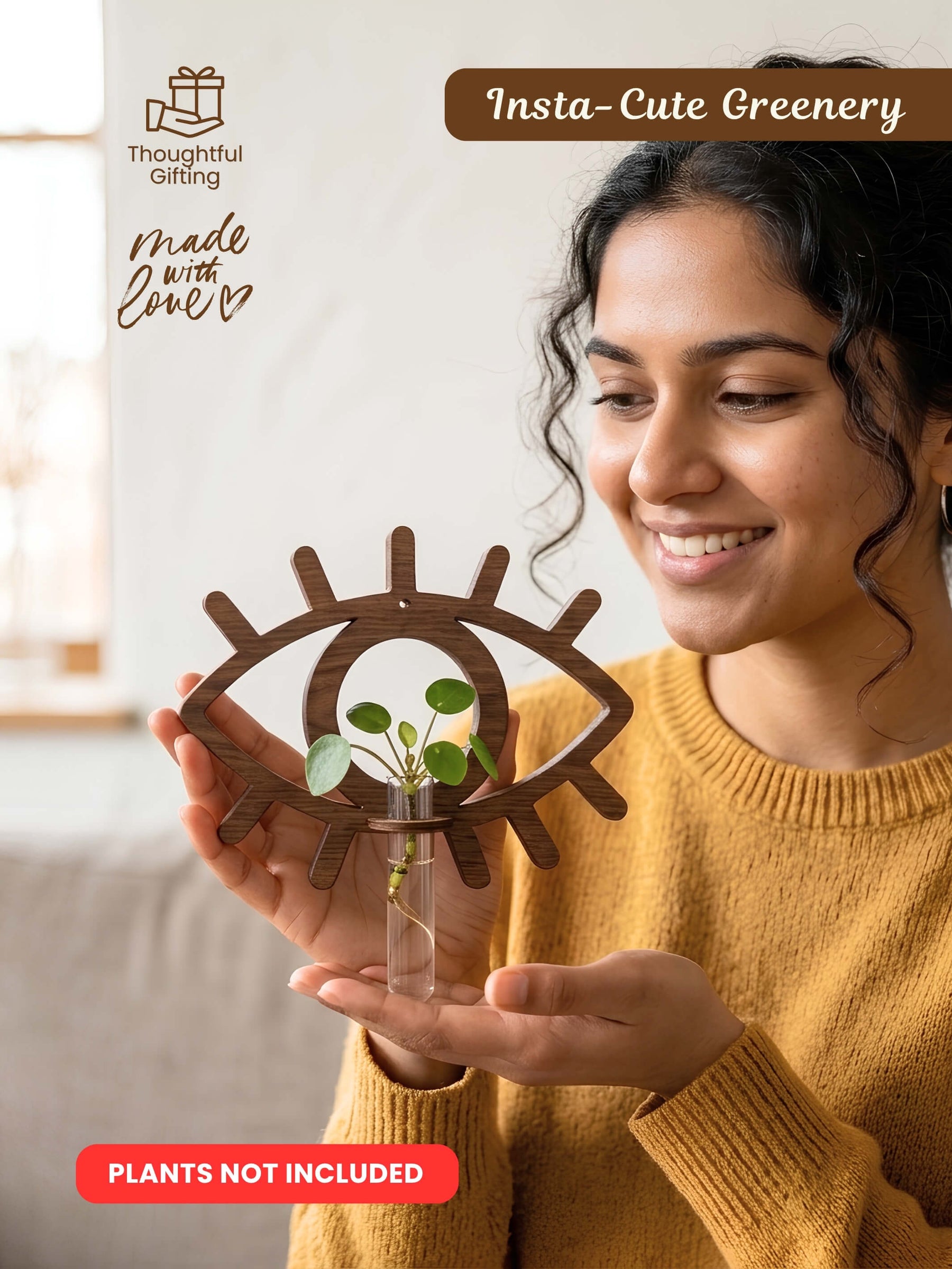 Evil Eye Wooden Test Tube Planter - 1 pc