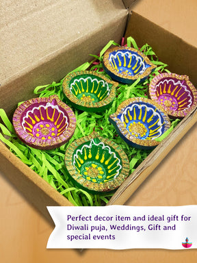 Decorative Clay Diyas Diwali Gift