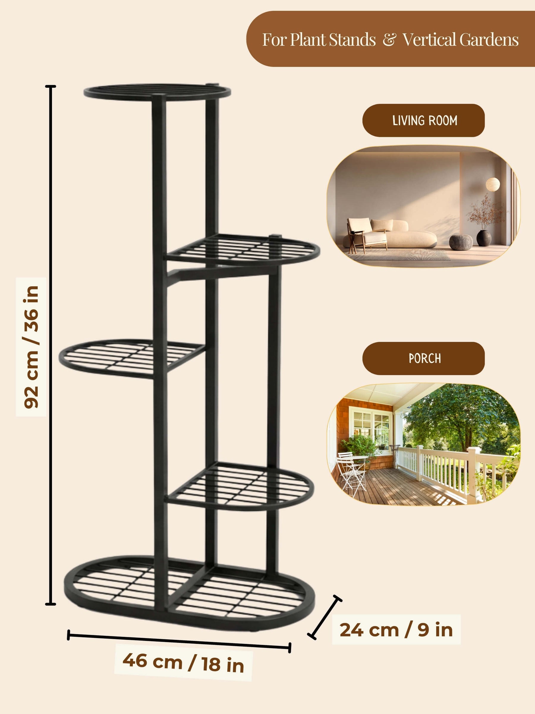 6 Pot Metal Plant Stand - 5 Tier