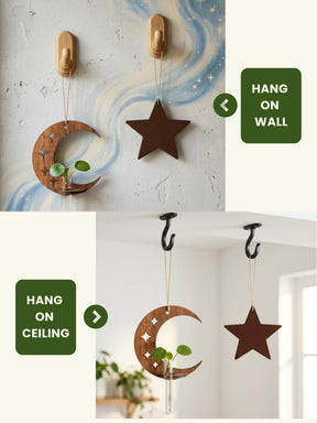 Star-Moon Wooden Test Tube Planter