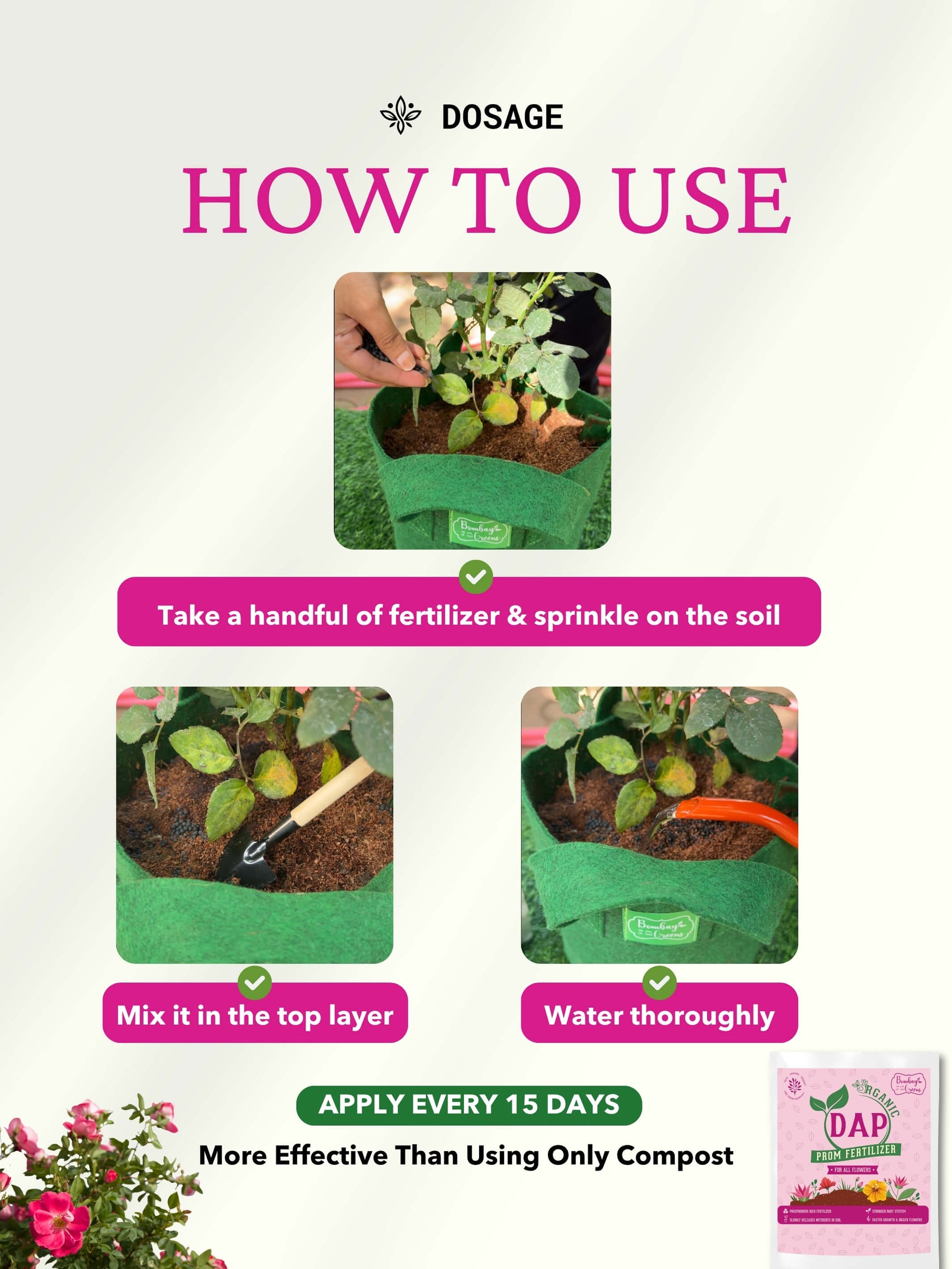 Organic DAP PROM Fertilizer for Roses & Flowers - 900 Grams