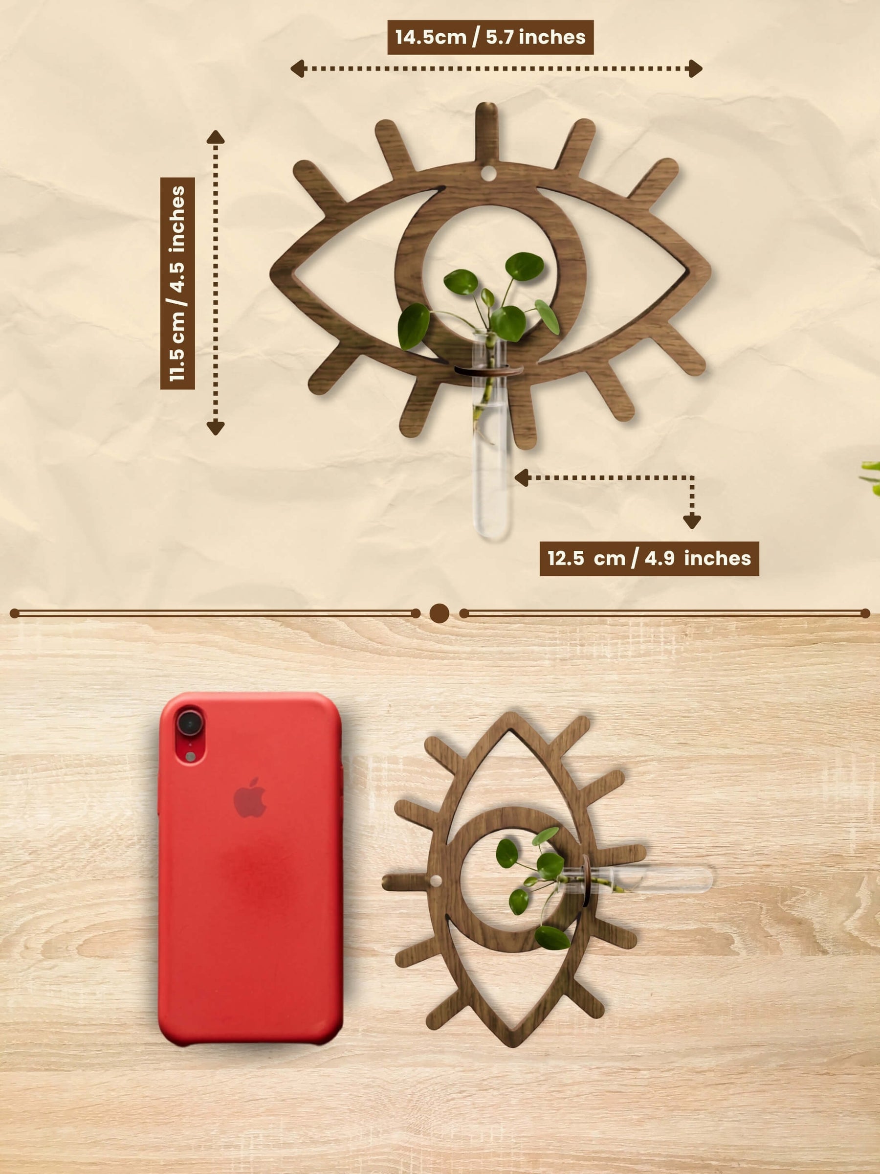 Evil Eye Wooden Test Tube Planter - 1 pc