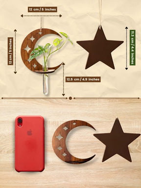 Star-Moon Wooden Test Tube Planter