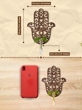 Hamsa Evil-Eye Wooden Wall Planter - 1 pc