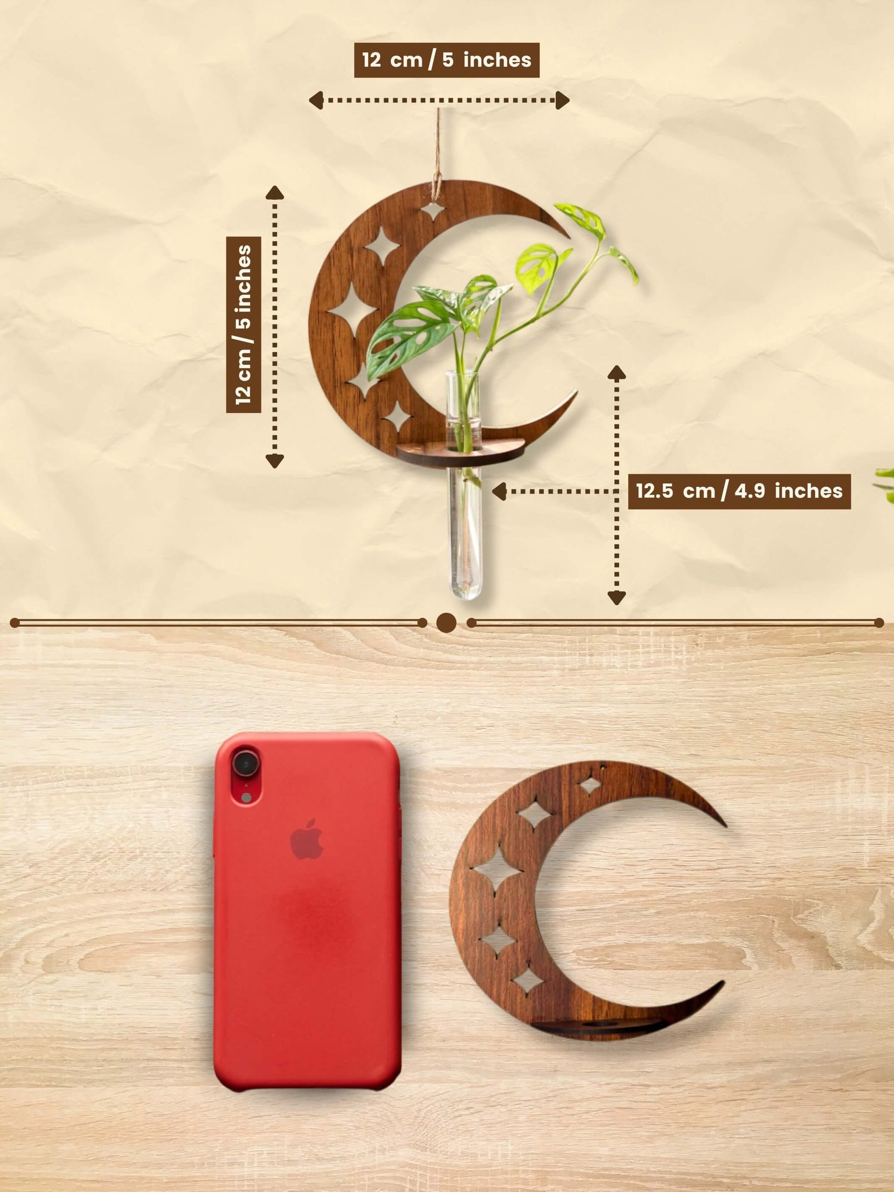 Lunar Wooden Test Tube Planter - 1 pc