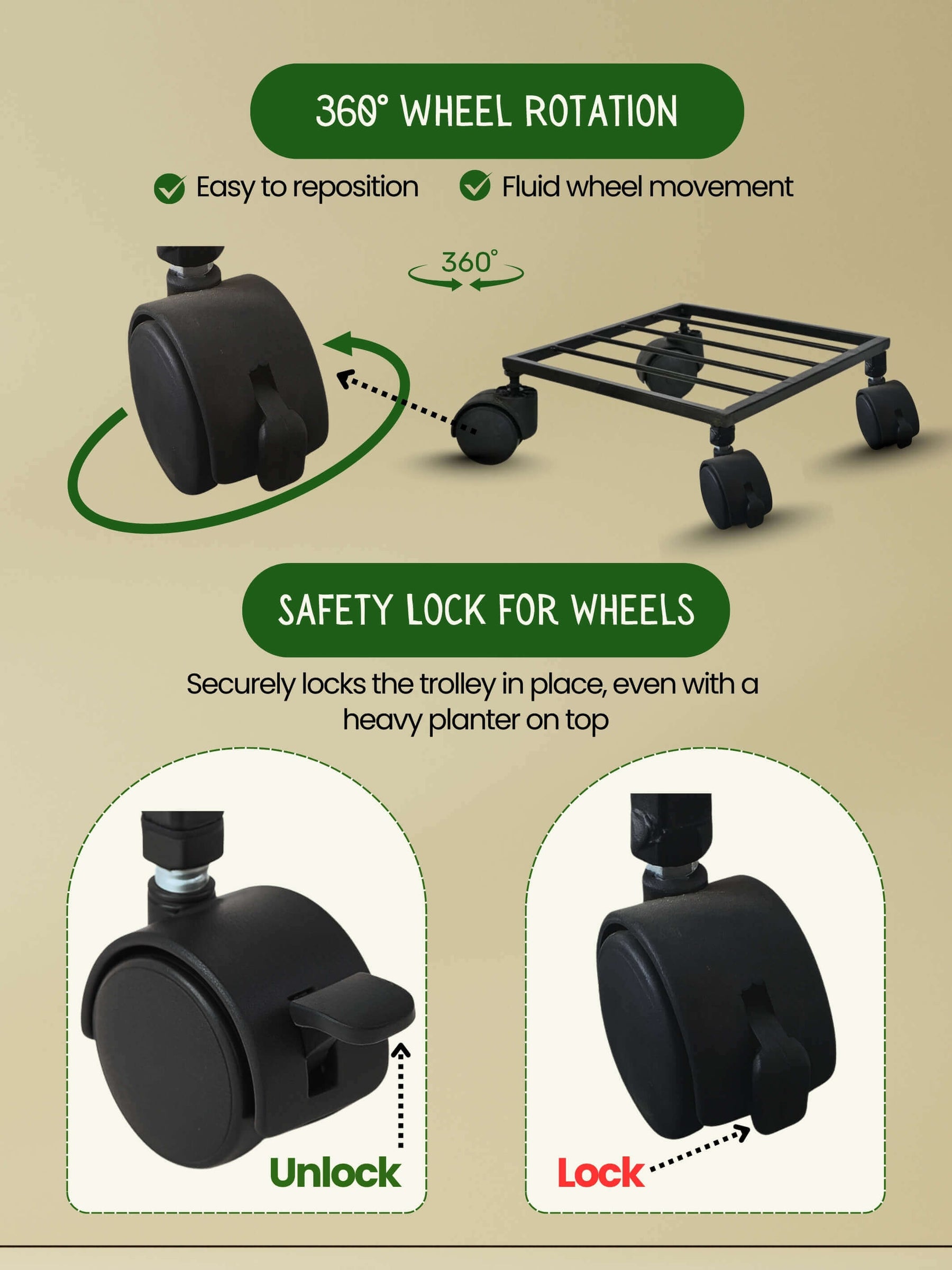 Metal Plant Stand with Wheels (3 pcs)