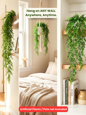 Artificial Hanging Plants – Pack of 2 | Low Maintenance Home Décor